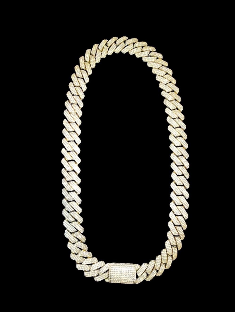 Smaller Iced out 14k white gold plated cuban link chain 24"